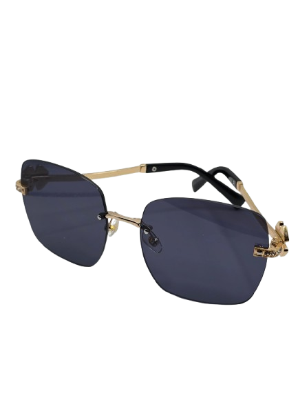 Women’s Gold Rimless Rectangle Sunglasses – Embellished