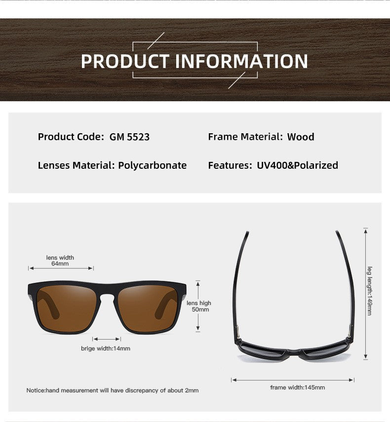 Bamboo Polarized Mirror Sunglasses – Black Frame