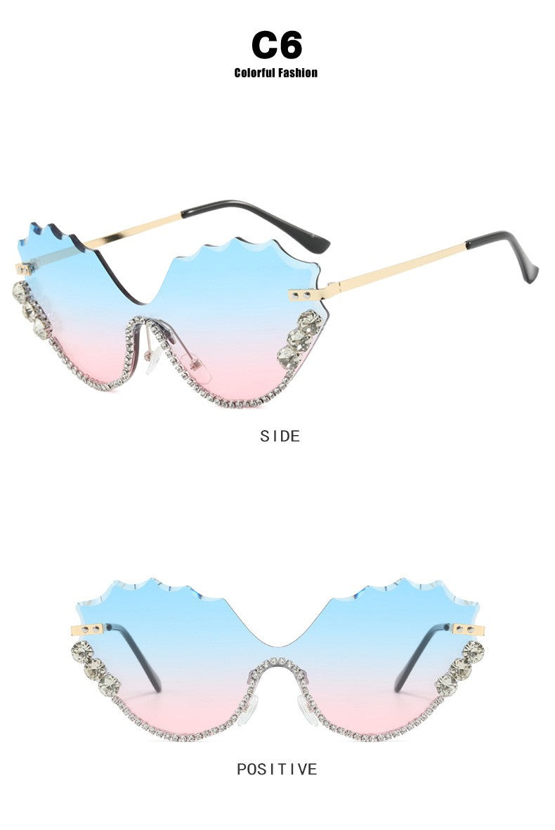 Leaf Wavy Rimless Sunglasses – Metal Gold Frame