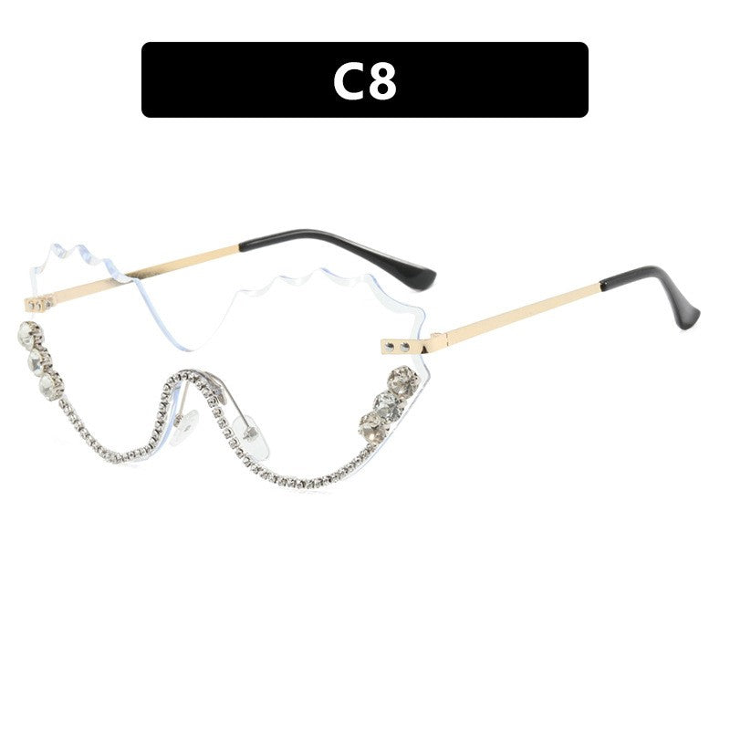Leaf Wavy Rimless Sunglasses – Metal Gold Frame