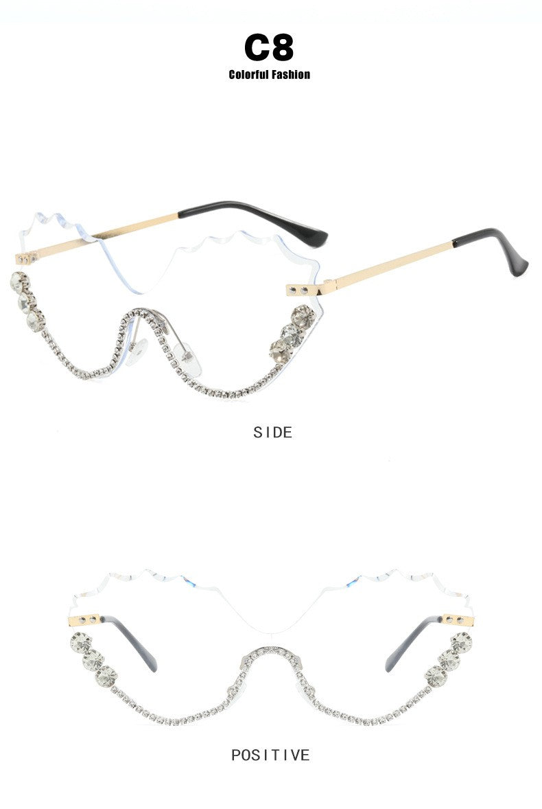 Leaf Wavy Rimless Sunglasses – Metal Gold Frame