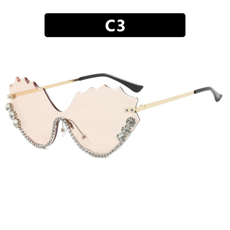 Leaf Wavy Rimless Sunglasses – Metal Gold Frame