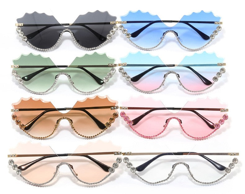 Leaf Wavy Rimless Sunglasses – Metal Gold Frame