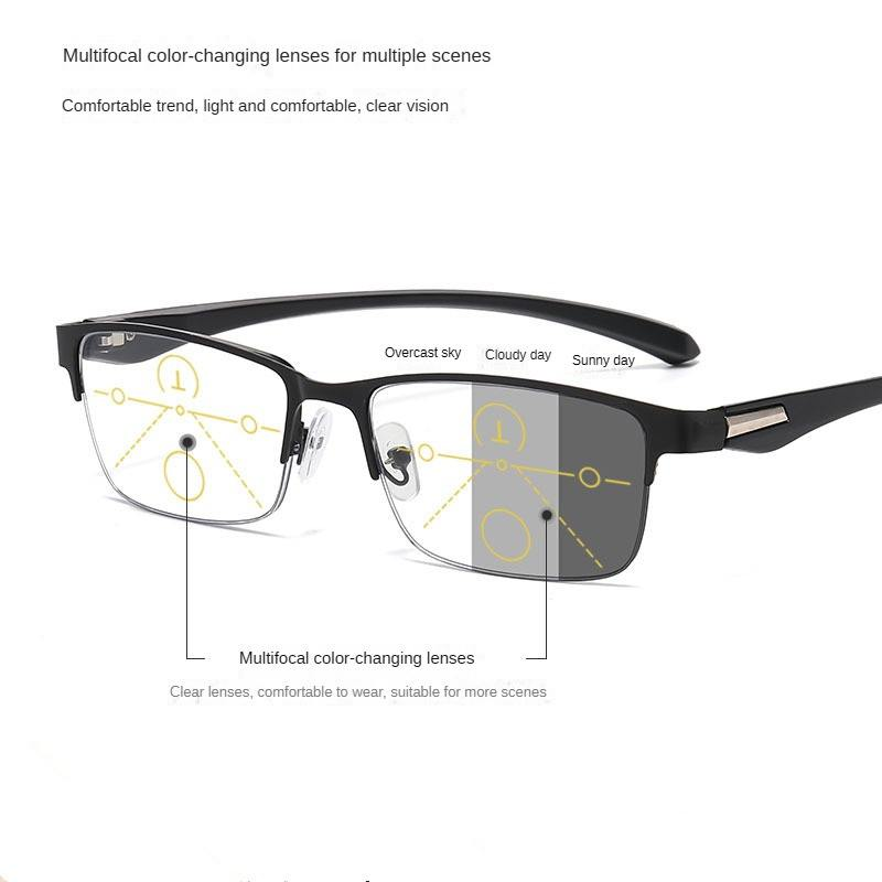 Men’s Metal Grooved Rimless Transition Readers