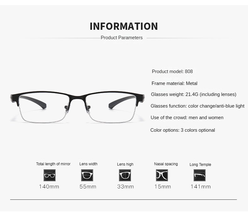 Men’s Metal Grooved Rimless Transition Readers