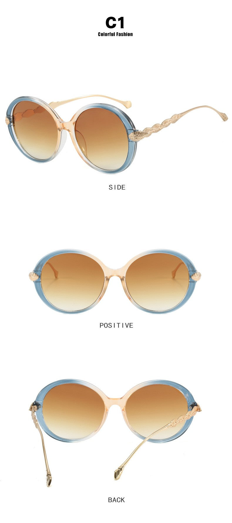 Oversized Round Sunglasses - Plastic Frame