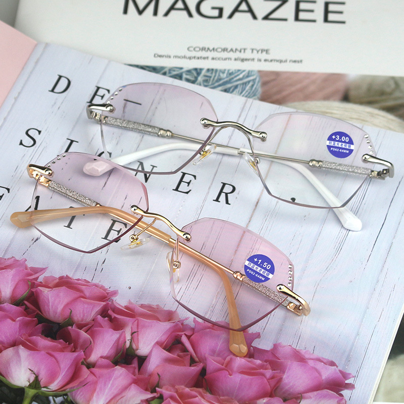 Rimless Pink Gradient Tint Readers