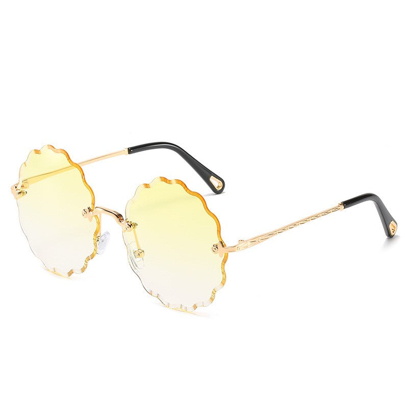 Round Flowers Shape Rimless Sunglasses
