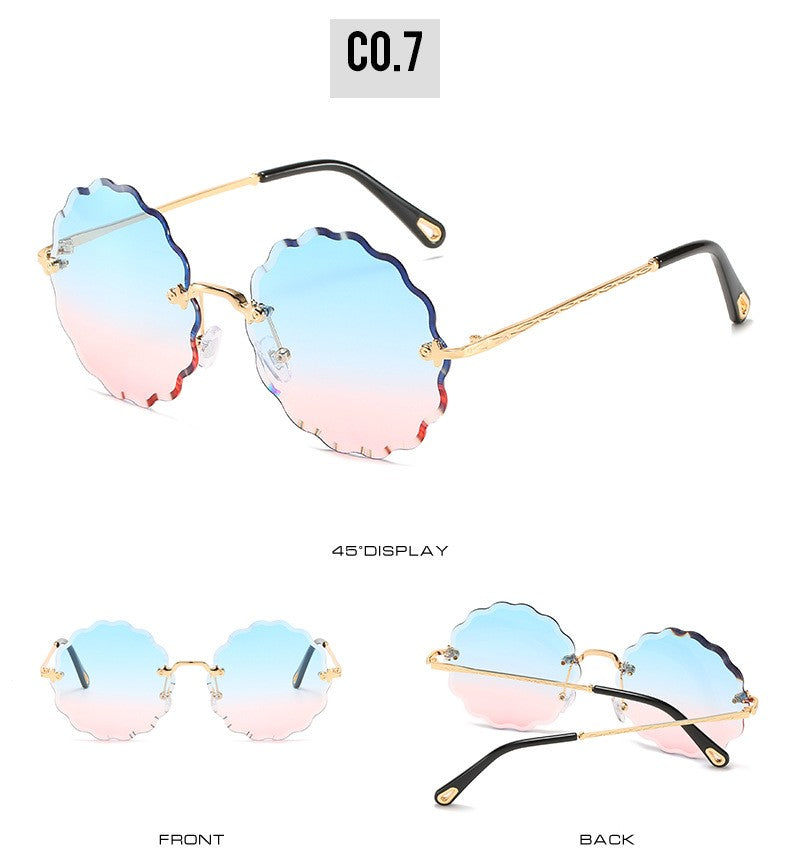 Round Flowers Shape Rimless Sunglasses