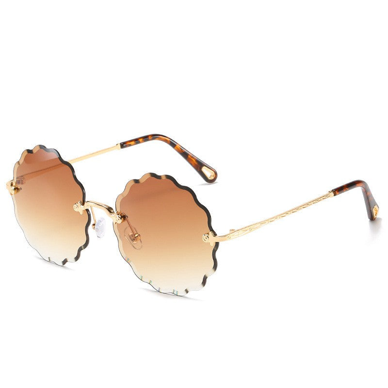 Round Flowers Shape Rimless Sunglasses