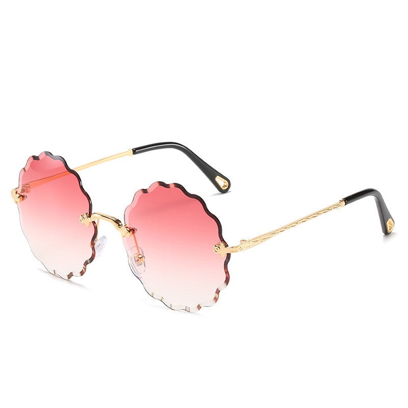 Round Flowers Shape Rimless Sunglasses