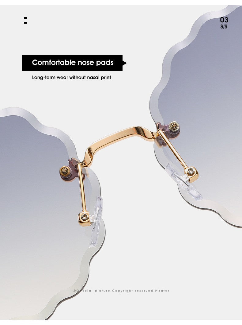 Round Flowers Shape Rimless Sunglasses