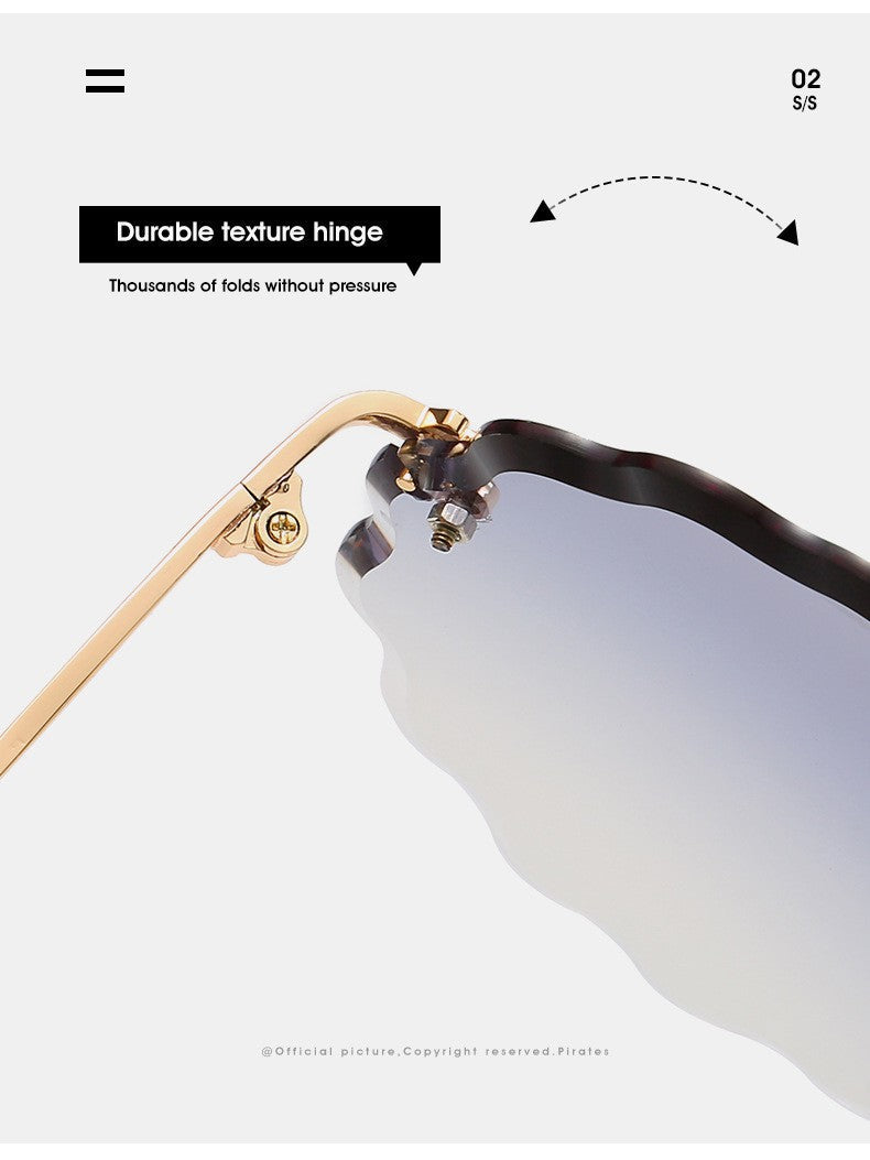Round Flowers Shape Rimless Sunglasses