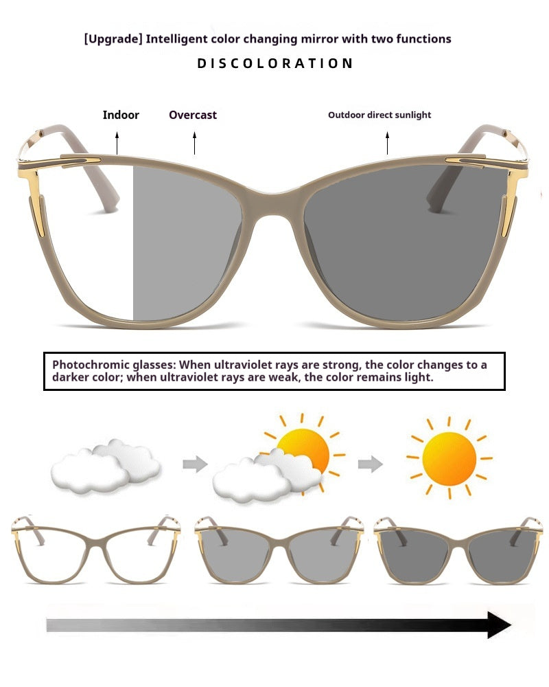Women's Cat Eye Transition Glasses – Gold Frame