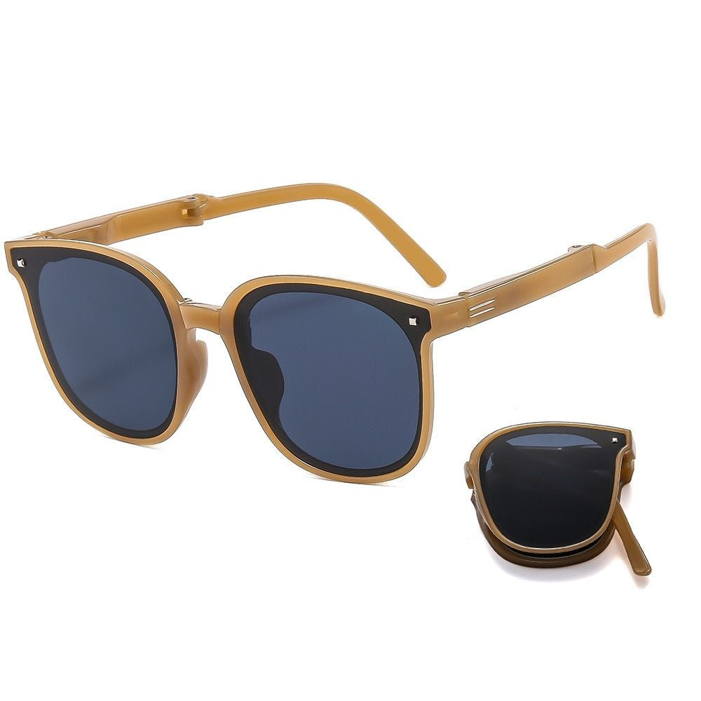 113_C9_Folding_Grey_Brown_Plastic_Sunglasses