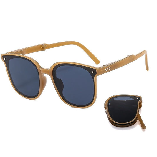 113_C9_Folding_Grey_Brown_Plastic_Sunglasses
