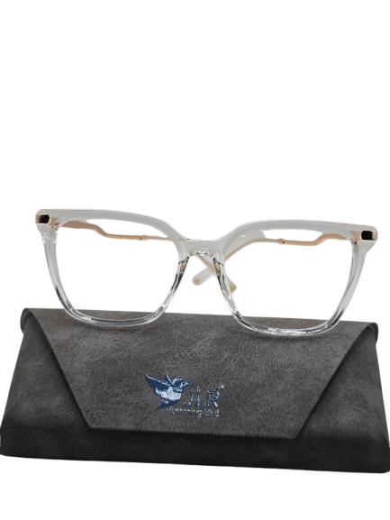 Clear Frame Eyeglasses – Gold Accents with Case – Unisex