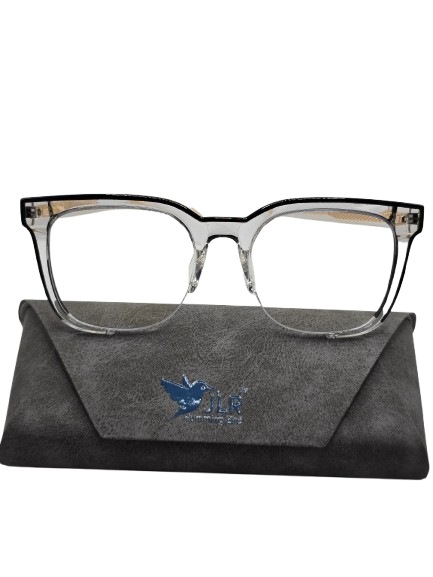 Contemporary Clear and Black Half-Rim Eyeglasses – With Soft Pouch