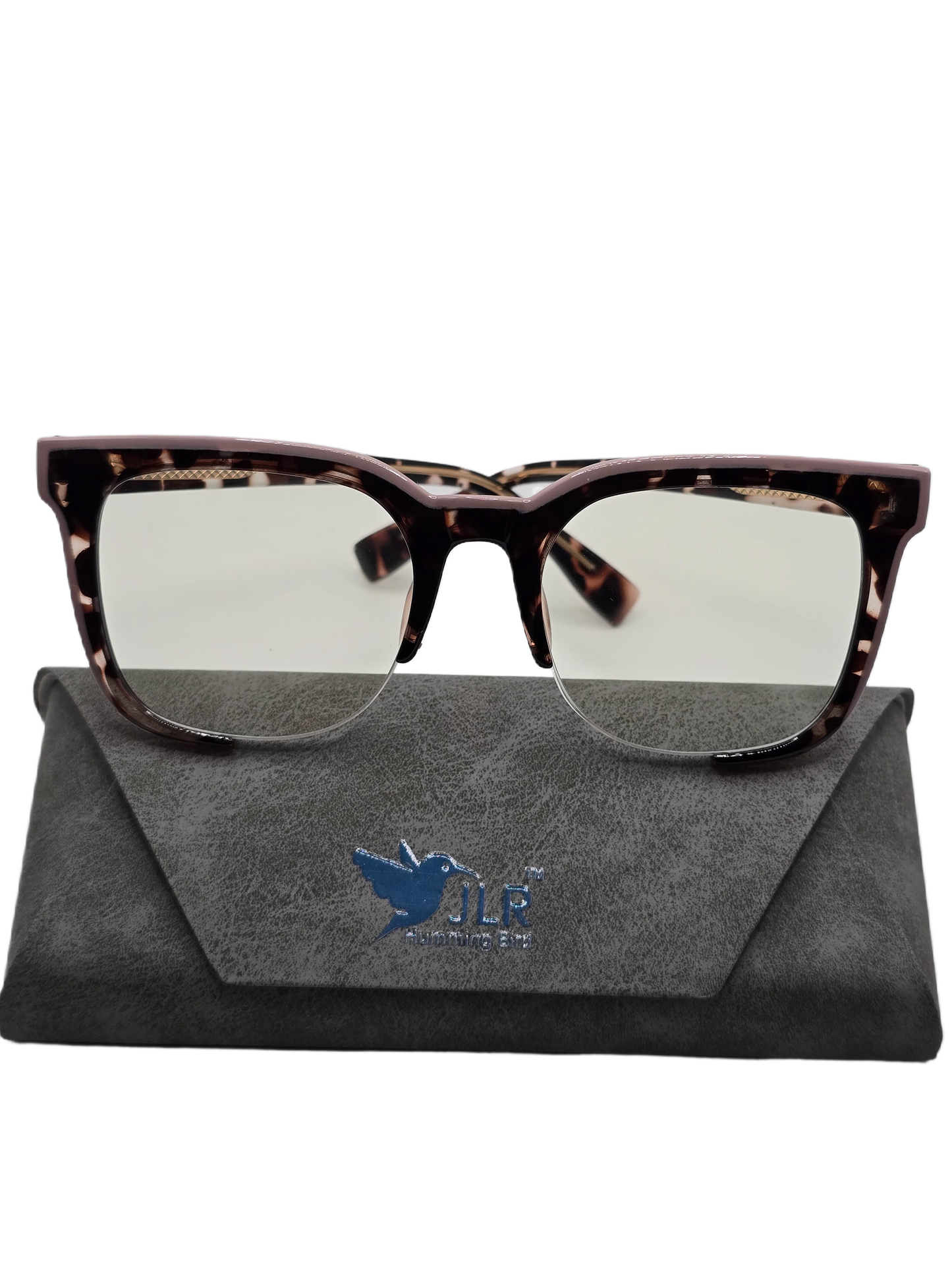 Half-Rim Eyeglasses – Tortoiseshell & Pink – Unisex