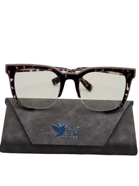 Half-Rim Eyeglasses – Tortoiseshell & Pink – Unisex