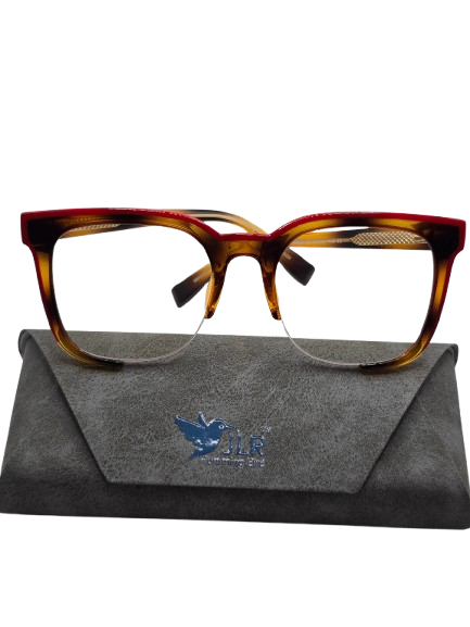 Half-Rim Eyeglasses – Red & Tortoiseshell Frame – Unisex