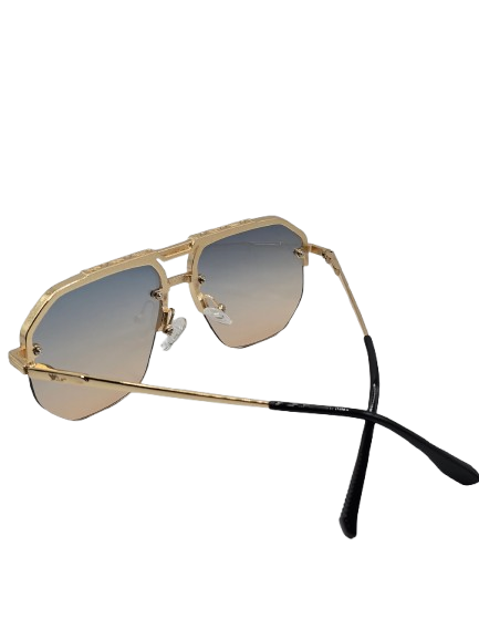 Hexagonal Gradient Sunglasses – Gold Frame – Unisex