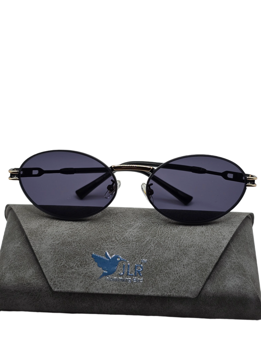 Oval Sunglasses – Brown Lens & Golden Frame – Unisex Style