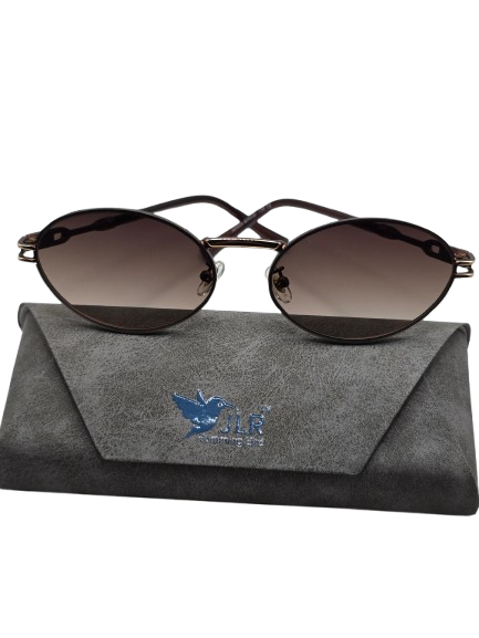 Oval Sunglasses – Brown Lens & Golden Frame – Unisex Style