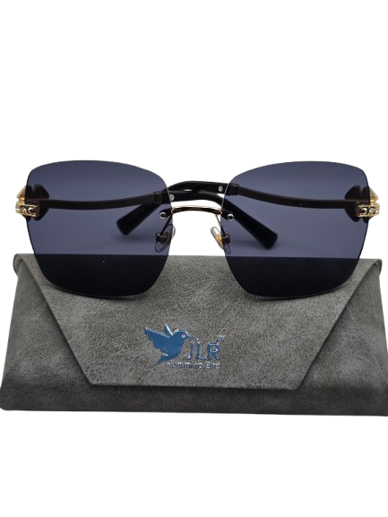Rimless Sunglasses with Dark Lenses and Presentation Case