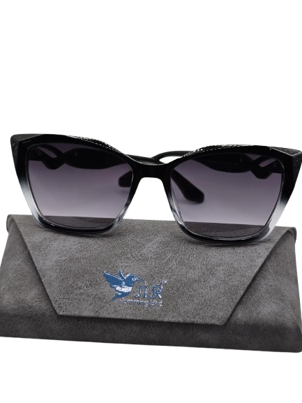 Cat-Eye Sunglasses – Black to Clear Frame – Gradient Lenses – Unisex