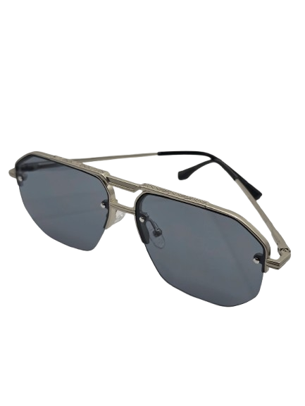 Geometric Rimless Sunglasses with Silver Frame