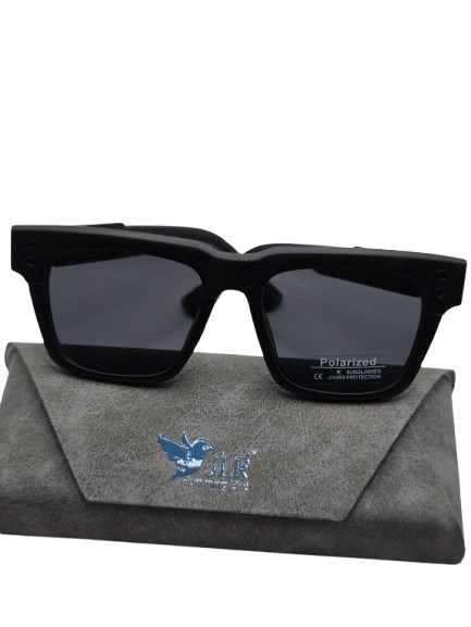 Modern Black Polarized Square Sunglasses with Protective Pouch