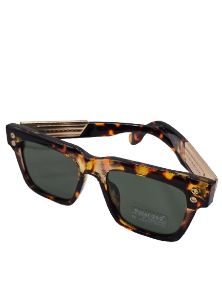 Tortoiseshell Polarized Sunglasses – Gold Accents – Unisex