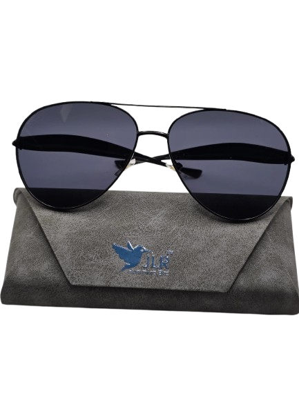 Men’s Aviator Sunglasses – Silver Frame with Protective Case
