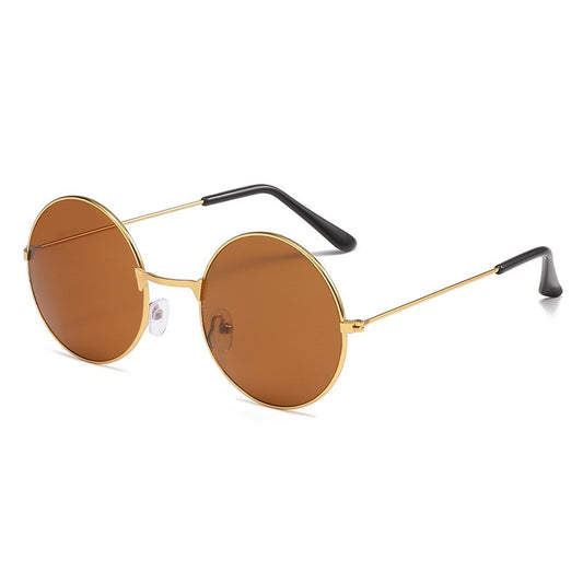 7001_C4_Round_Metal_Gold_Brown_Sunglasses