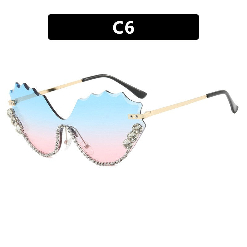 Leaf Wavy Rimless Sunglasses – Metal Gold Frame