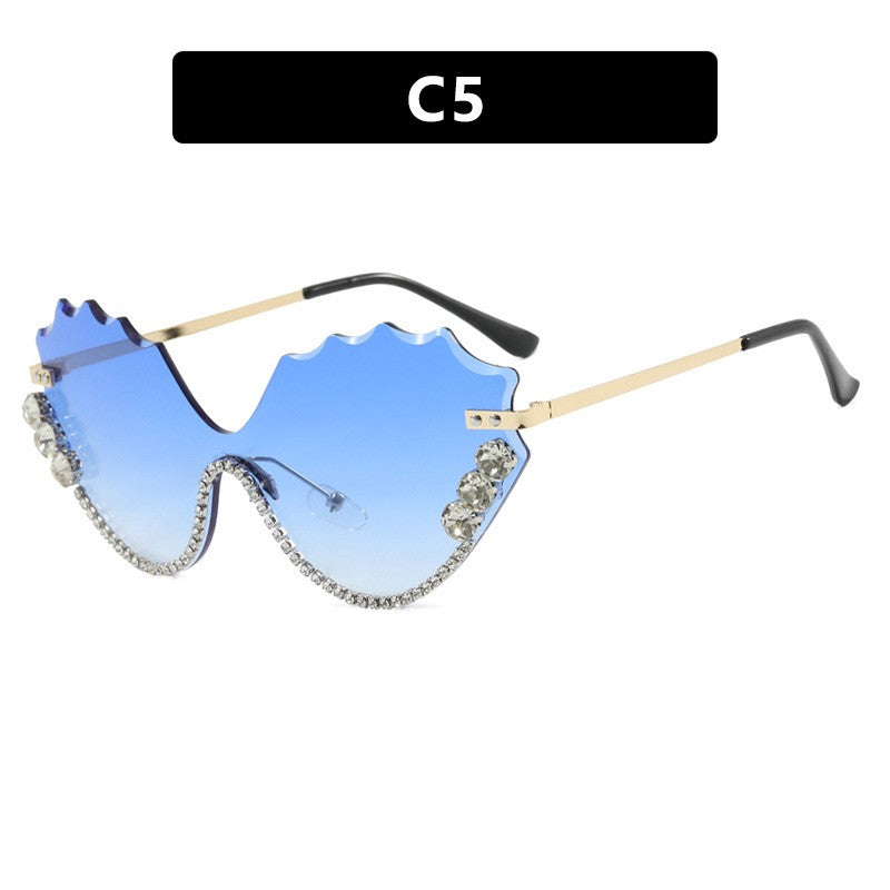 Leaf Wavy Rimless Sunglasses – Metal Gold Frame