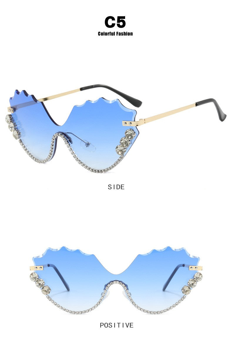 Leaf Wavy Rimless Sunglasses – Metal Gold Frame