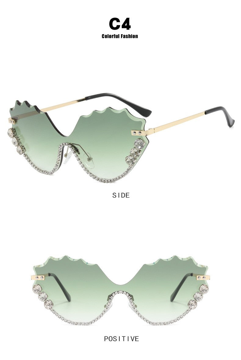 Leaf Wavy Rimless Sunglasses – Metal Gold Frame