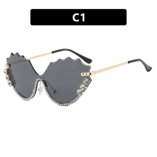 Leaf Wavy Rimless Sunglasses – Metal Gold Frame