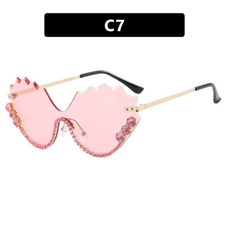 Leaf Wavy Rimless Sunglasses – Metal Gold Frame