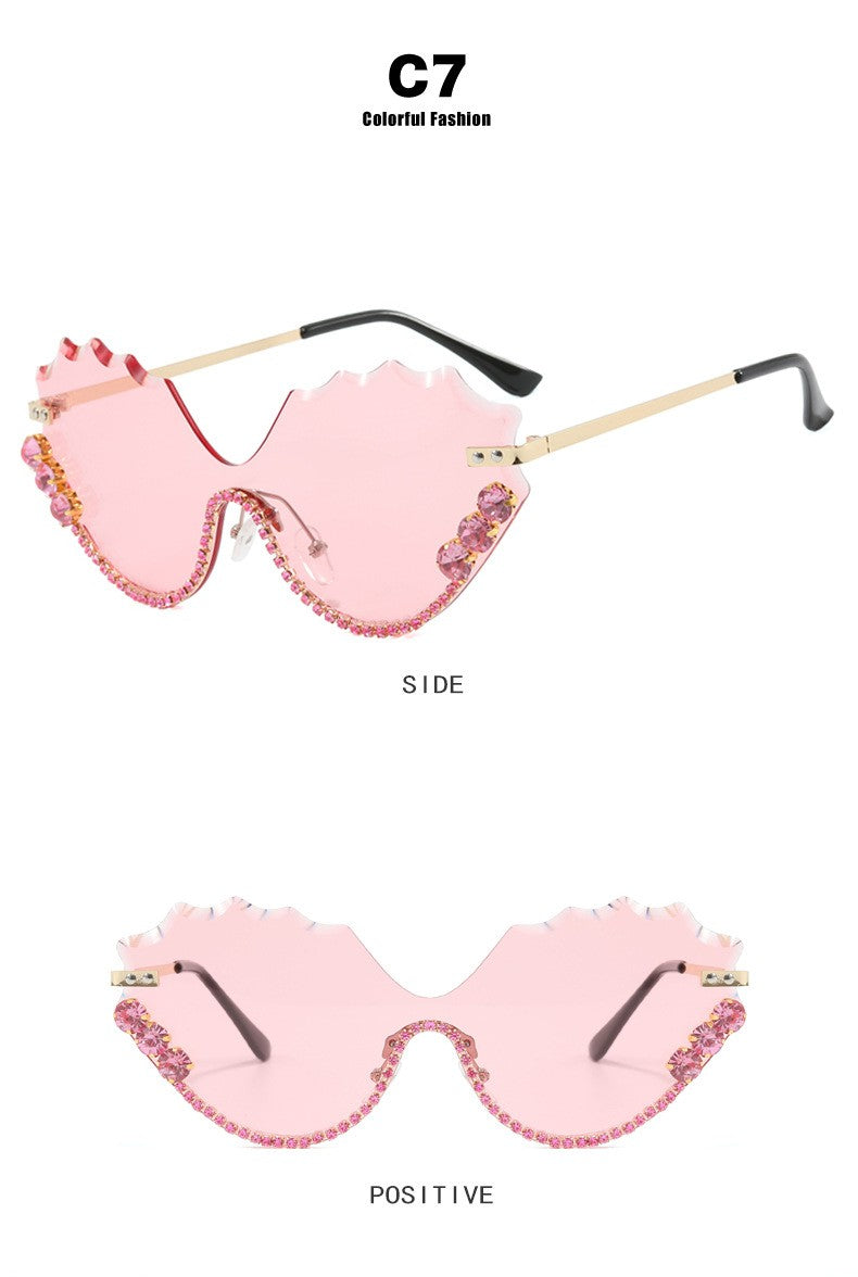Leaf Wavy Rimless Sunglasses – Metal Gold Frame