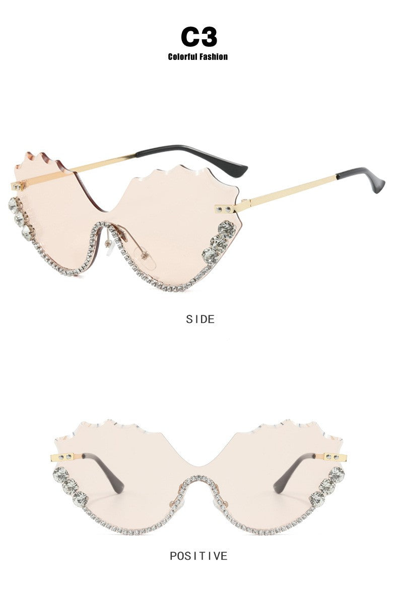 Leaf Wavy Rimless Sunglasses – Metal Gold Frame