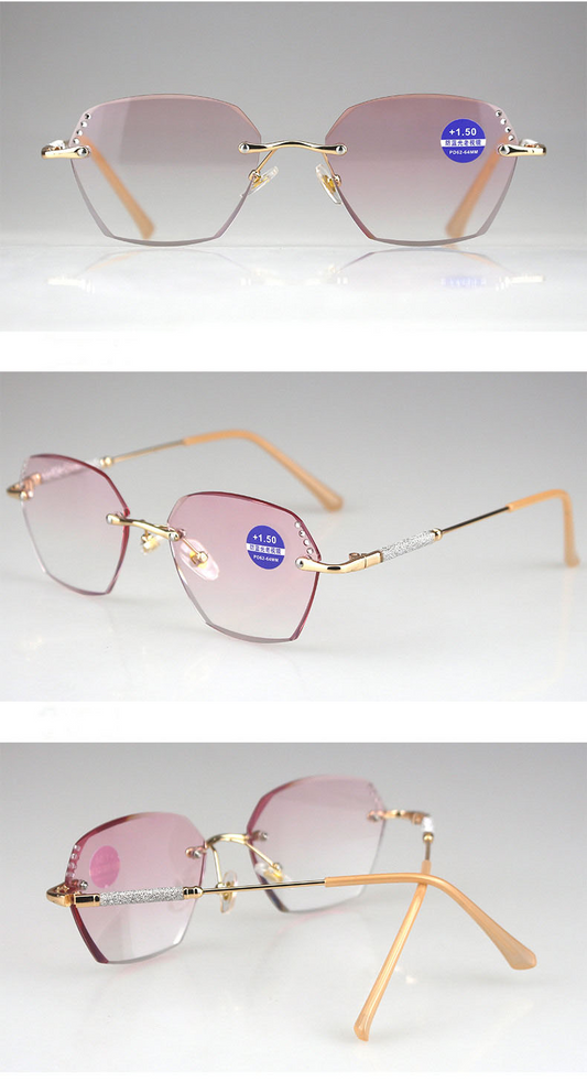 Rimless Pink Gradient Tint Readers