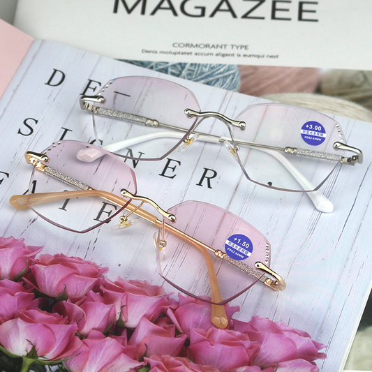 Rimless Pink Gradient Tint Readers