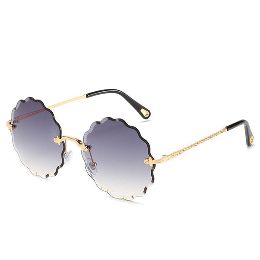 Round Flowers Shape Rimless Sunglasses