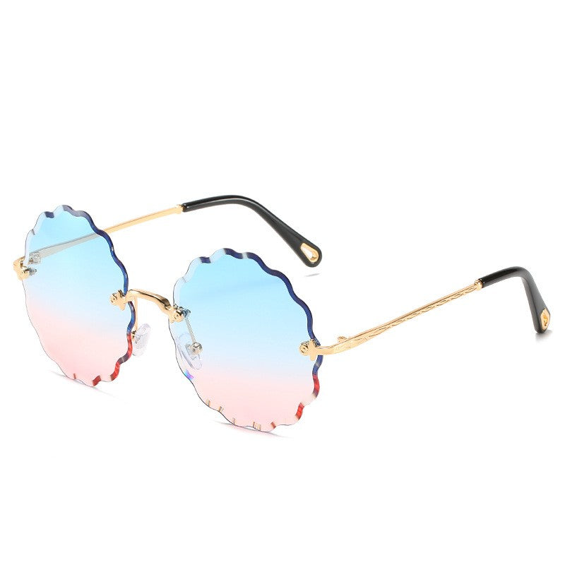 Round Flowers Shape Rimless Sunglasses