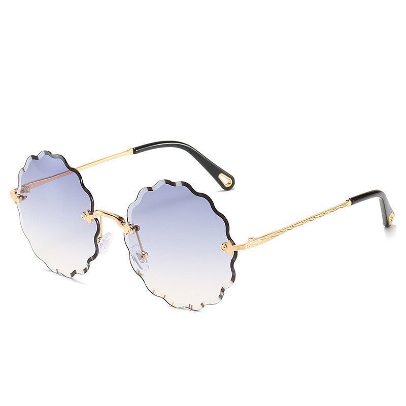 Round Flowers Shape Rimless Sunglasses