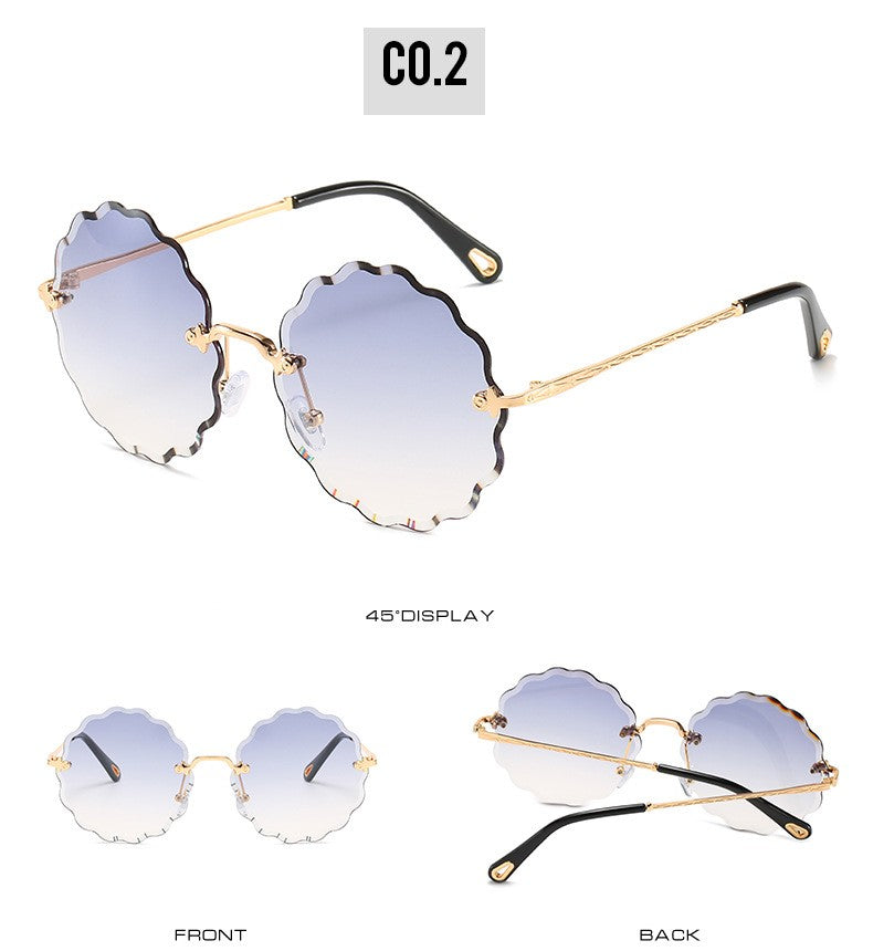 Round Flowers Shape Rimless Sunglasses