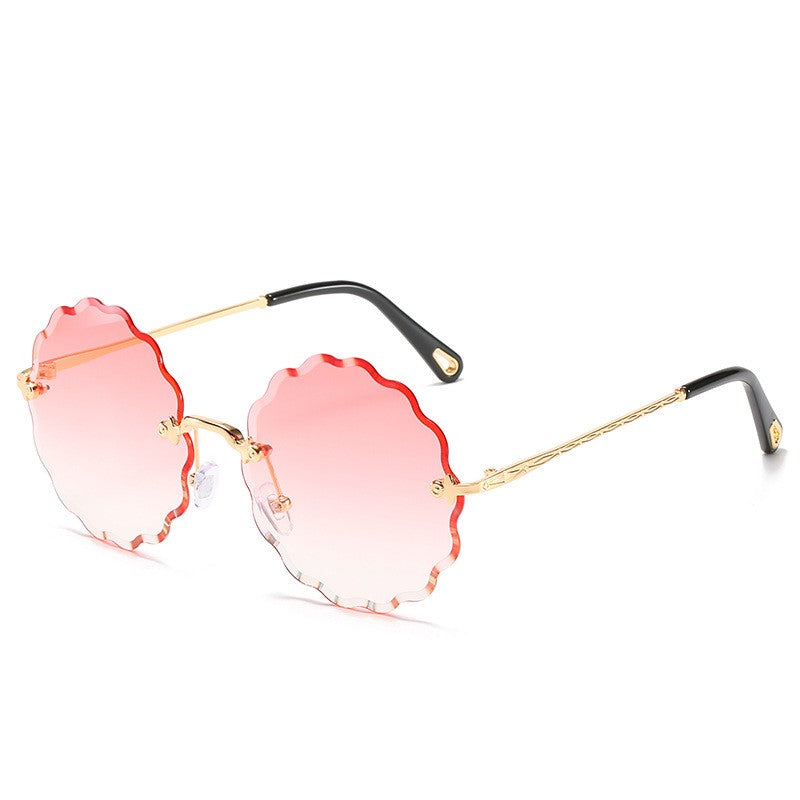 Round Flowers Shape Rimless Sunglasses
